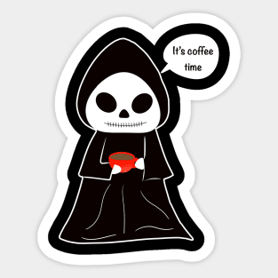 Skull drinks coffee Sticker